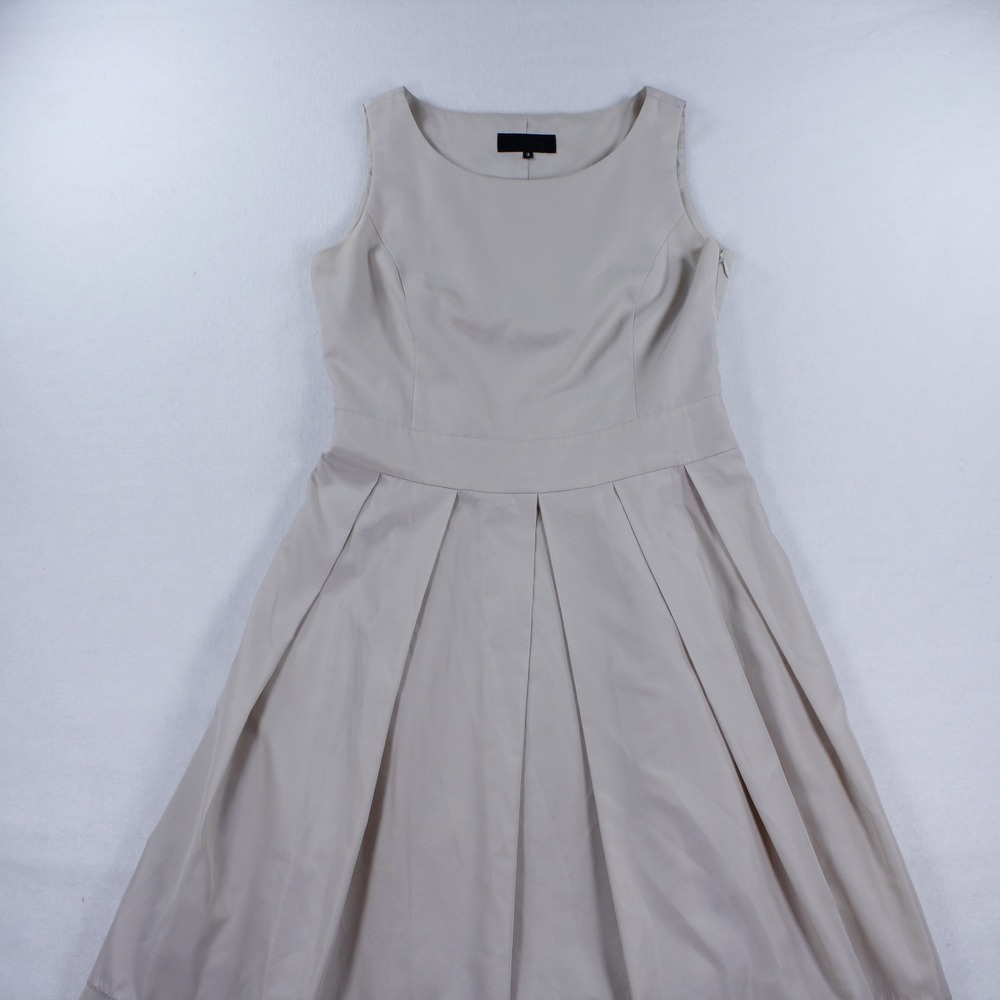 Untitled Japan Beige Pleated Fit & Flare Dress Size 3 M High-End Minimalist